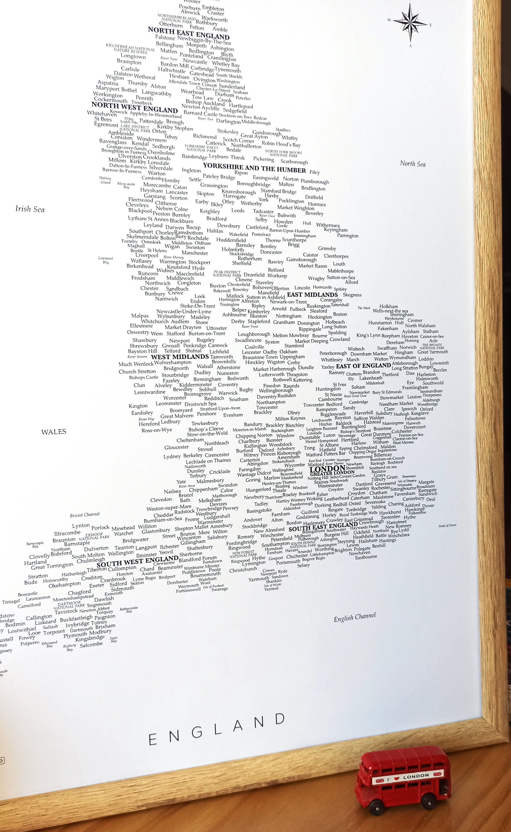 Mapa de Inglaterra en cuadro