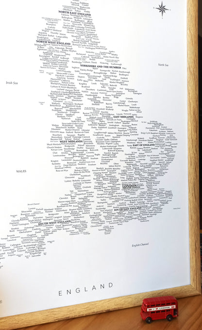 Mapa de Inglaterra en cuadro