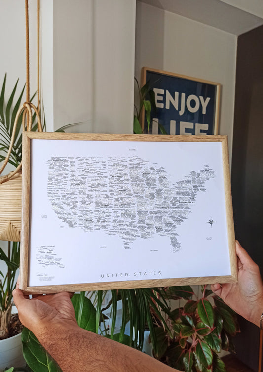 Mapa de Estados Unidos en cuadro