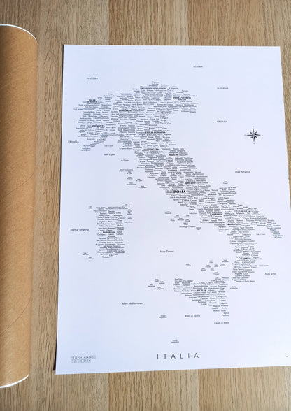 Lámina Mapa de Italia con ciudades