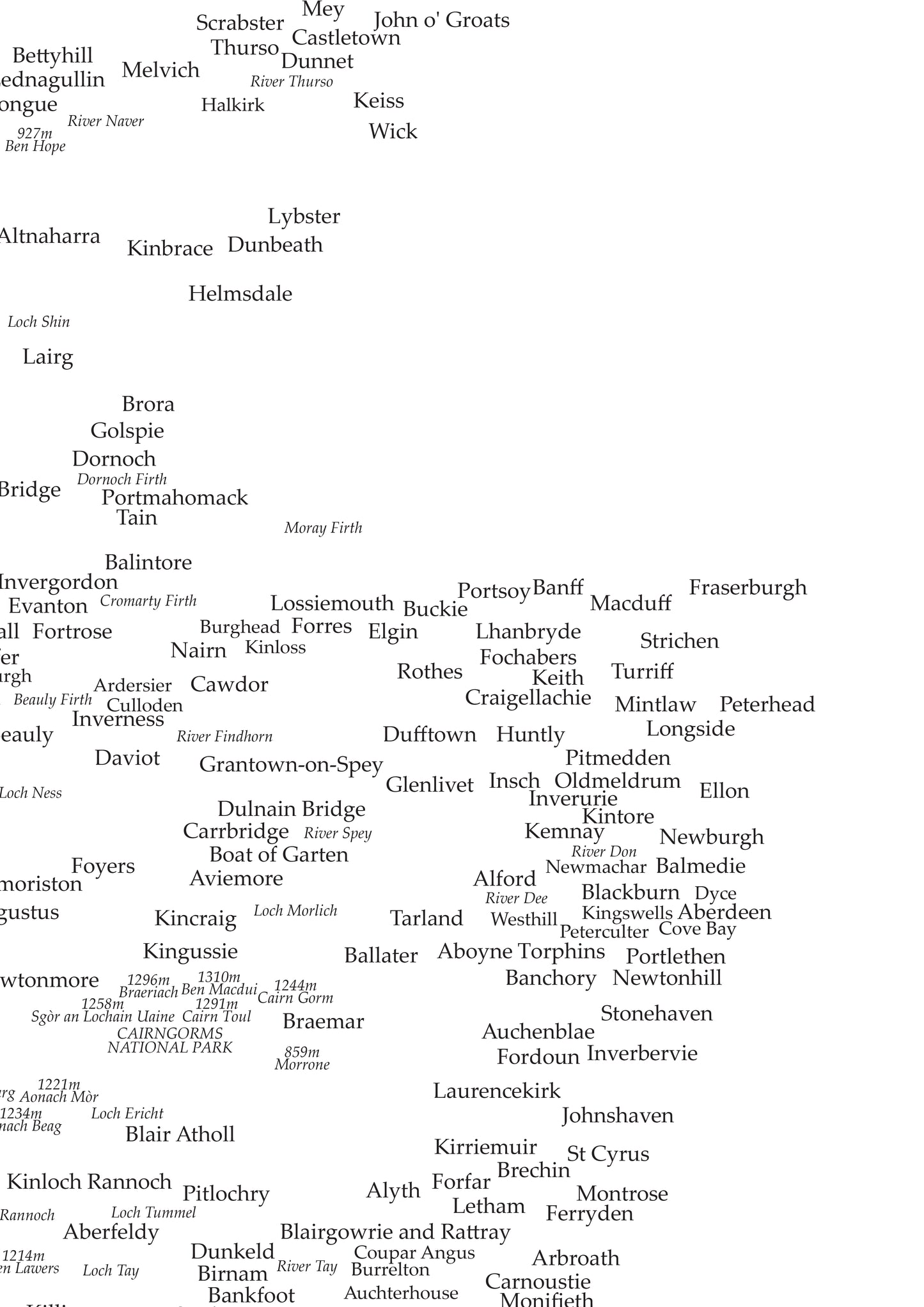 Mapa de Escocia con ciudades