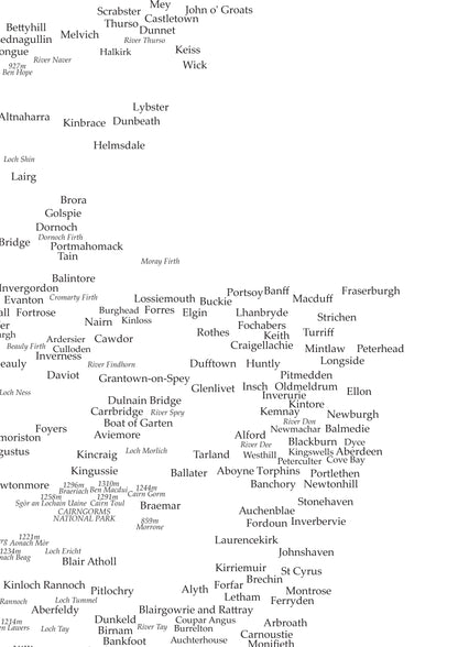 Mapa de Escocia con ciudades