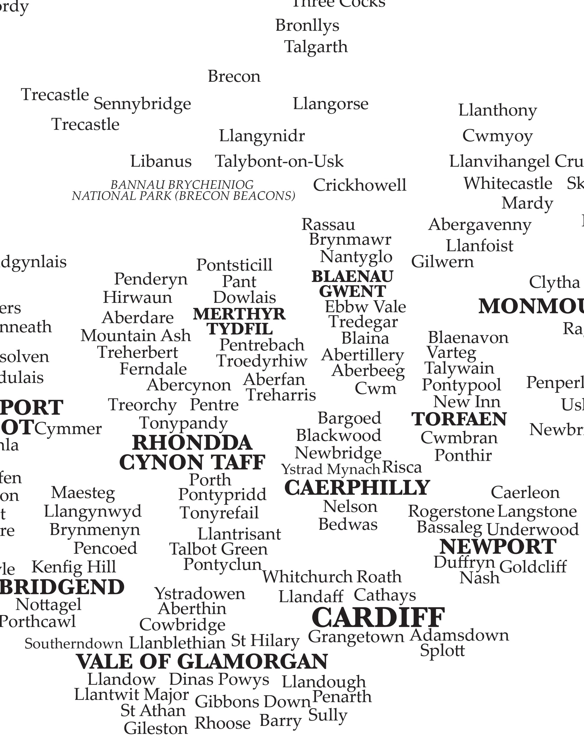 Mapa de Gales Cardiff