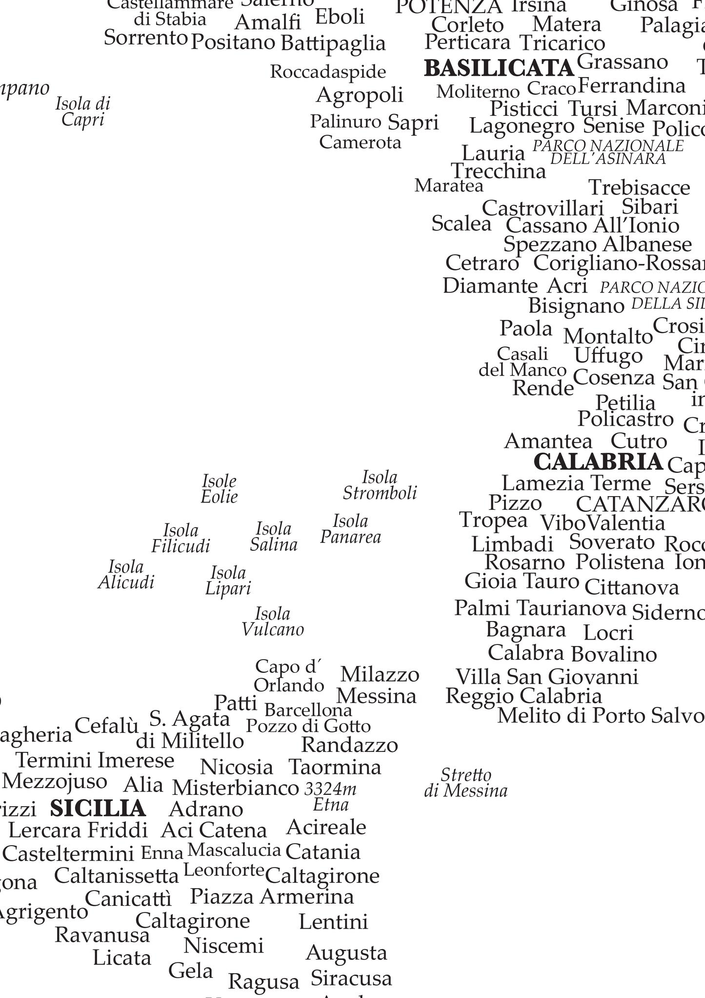 Mapa de Italia Sicilia Calabria Basilicata